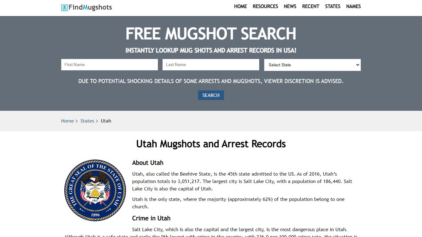 Find Utah Mugshots - Find Mugshots