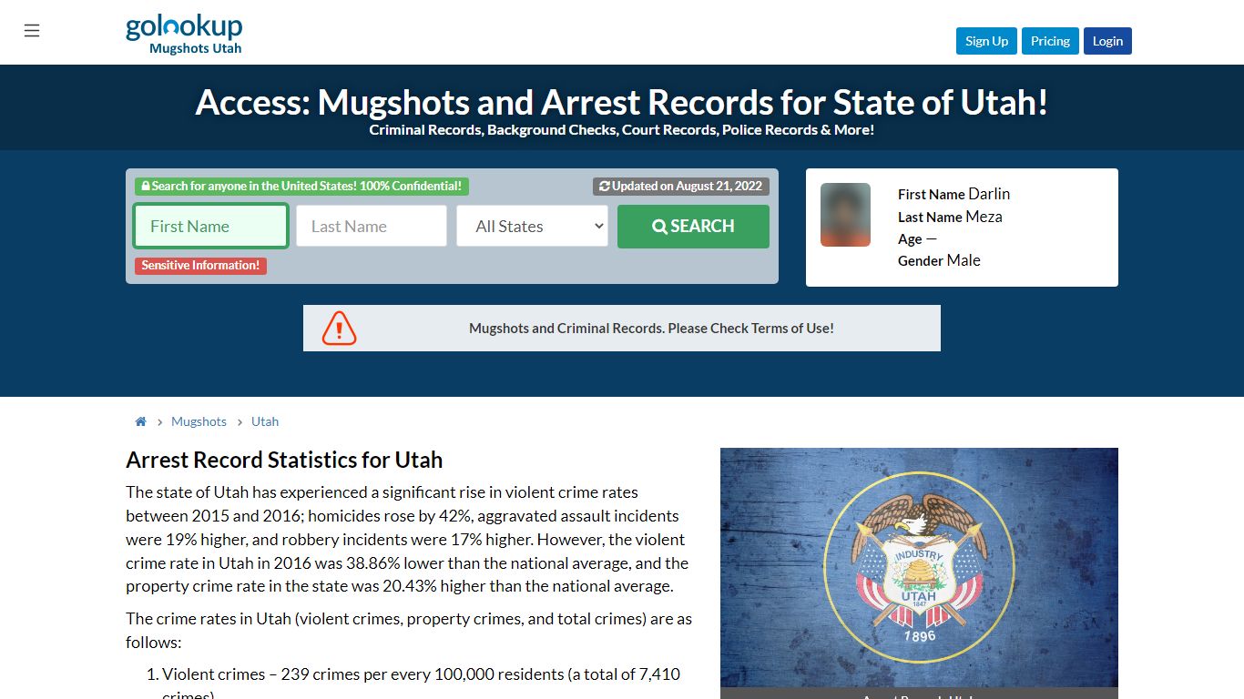 Mugshots Utah, Utah Mugshots, Utah Arrest Records - GoLookUp