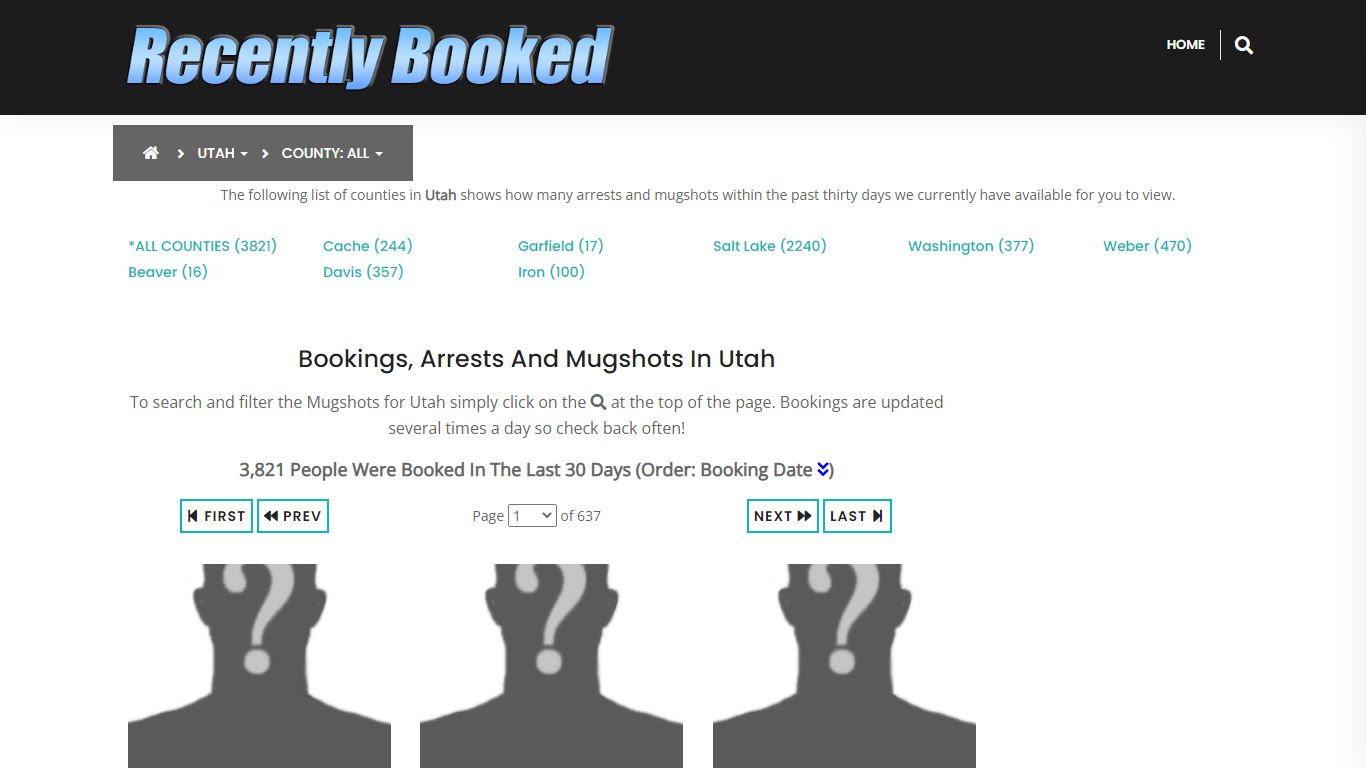 Recent bookings, Arrests, Mugshots in Utah - Recently Booked